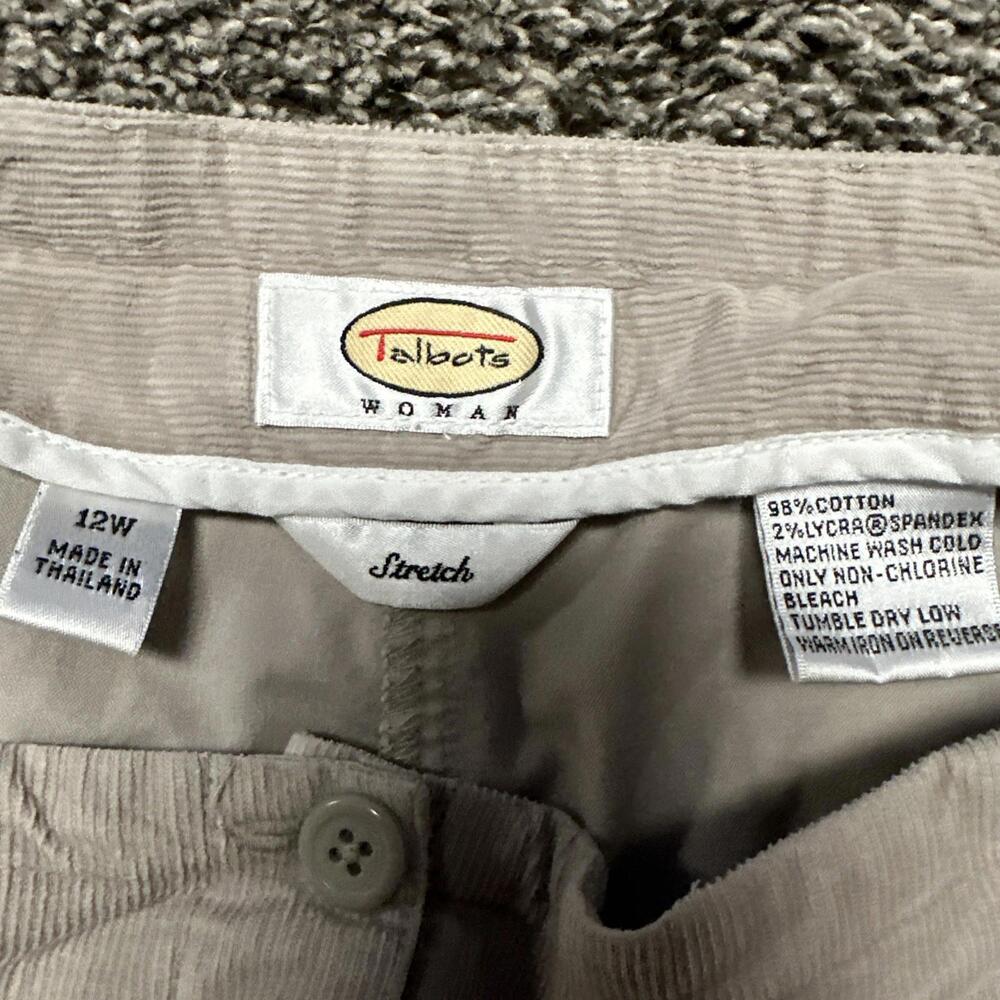 Talbots Woman’s Size 12W Stretch Waist Corduroy Wide Leg Flared Beige 30x28 - Picture 2 of 6